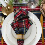 Black Stewart tartan napkins with trim