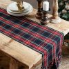Black Stewart tartan table runner with ruffle - Image 4