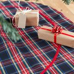 Black Stewart tartan tree skirt with trim