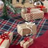 Black Stewart tartan tree skirt with velvet edge