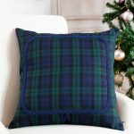 Black Watch tartan pillow cover with trim