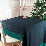 Black Watch tartan tablecloth with velvet edge