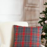 Gray plaid pillow cover