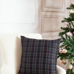 Green and brown tartan pillow cover