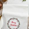Holly linen table runner (Merry christmas) - Image 2