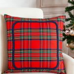 Royal Stewart tartan pillow cover with trim