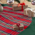 Royal Stewart tartan tree skirt with velvet edge